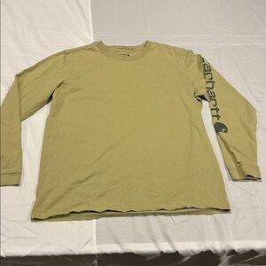 GUV Carhartt Womens size Large Loose Fit Long Sleeve Logo Tee Sage GreenWorkwear